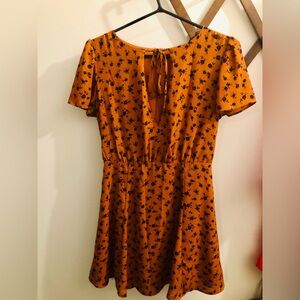 Forever 21 Floral Tan Brown and Black Dress